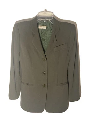 Vintage 90’s Giorgio Armani Women Size 2 Blazer Fine Wool In Olive Made in Italy - Image 1 of 4