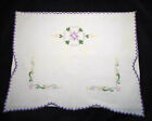 Vintage Pillow Cover Floral Embroidery on Beige 18 x 13.5"