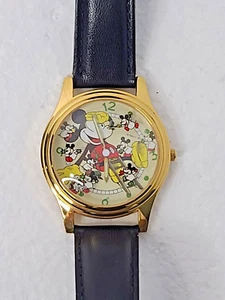 Vintage 1990s Classic Mickey Adventures Moving Dial Round Watch 37mm New Battery - Picture 1 of 8