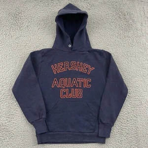 Vintage Hershey Aquatic Club Sweatshirt Youth Medium 10/12 Blue 80s Hoodie Sport - Picture 1 of 8