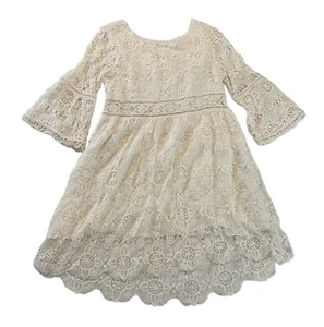 Umgee Crochet Dress Size Small Fabric Lined Ivory Color Flare Sleeve - Picture 1 of 12