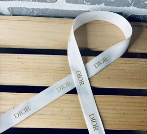 💯% Authentic ❤️ DIOR Ribbon White Satin w/ Gold logo ~SOLD BY THE YARD - Picture 1 of 4