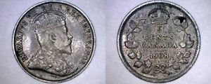1908 Canada 5 Cent World Silver Coin - Canada - Edward VII - Picture 1 of 1