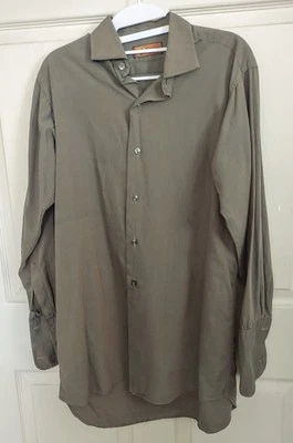 Vintage Mens L XL Military Green Color Change Non-Button Cuffs Dress Shirt - Image 1 of 4