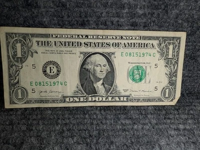 US Currency Birthday Anniversary Note Bill - $1 E08151974C August 15th 1974 - Image 1 of 2