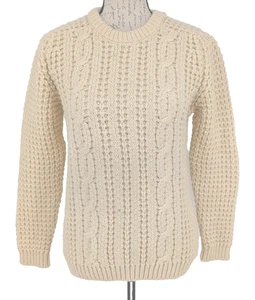 VTG 100% Pure Wool Irish Fishermans Sweater Size 36 Chunky Cable - Picture 1 of 9