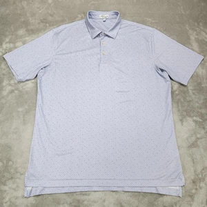 Peter Millar Polo Shirt Mens Large Blue White Summer Comfort Golf Print Stretch - Picture 1 of 10