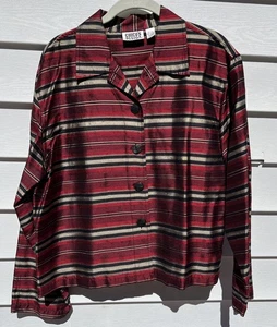Vintage Chico's Design Jacket Womens 2 Multicolor Striped 100% Silk India 90s - Picture 1 of 3