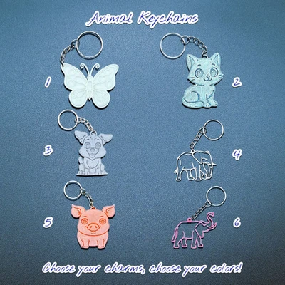 Animal Keychains (4 Pack) Party Favors, Class Prizes, Custom Stocking Stuffers - Image 1 of 4