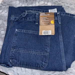Carhartt Jeans Erwachsene 32 x 32 blau Denim Carpenter gerades Bein Arbeit Herren NEU - Bild 1 von 5