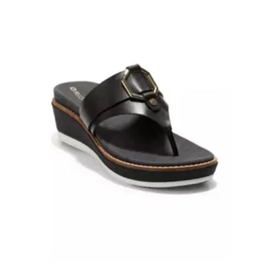 Sandalias de Tanga COLE HAAN Mujer Cuero Negro Original Grand360 Forma Plana Talla 9 Foto 1 de 4