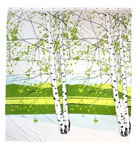 Marimekko Kaiku Shower Curtain 2004 Birch Tree Print Fabric 70 in x 75 in - Picture 1 of 6