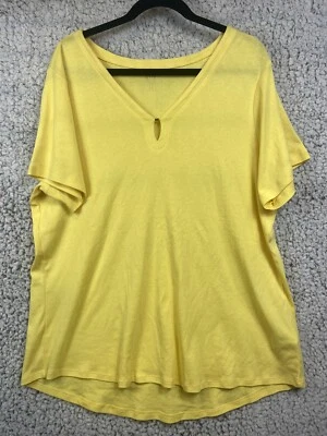 Blusa Anne Klein amarilla manga corta cuello en V acento dorado amarilla mujer talla 3XL Foto 1 de 4