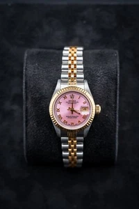 Preowned Rolex Ladies Two-Tone Datejust – Ref. 69173 – Custom Pink Roman Dial - Picture 1 of 7
