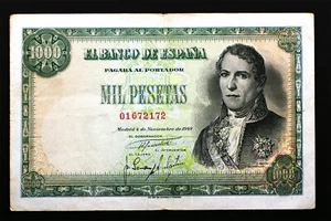 SC-Spain- 1000 Pesetas "Santillán" 1949. "Sin serie" MBC+/MBC. Escaso - Picture 1 of 2