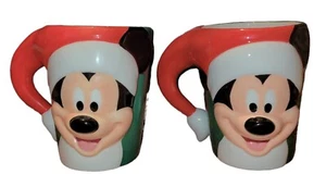 Disney Mugs/Cups set of 2 Mickey Mouse Christmas 3D Santa hat - Picture 1 of 7