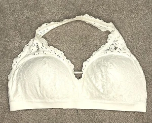 Nuevo con etiquetas Sujetador Halter Bralette Suave Muselina Suave Encaje Palma Aerie Talla XXL Marfil - Imagen 1 de 6