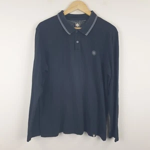 Pretty Green Polo Shirt Mens XL Black Long Sleeve Indie Mod Casual 100% Cotton - Picture 1 of 12