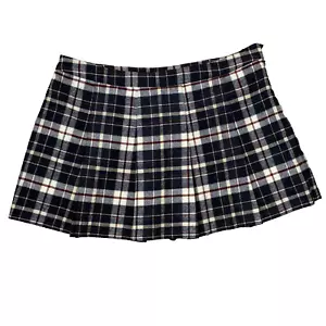 H&M Pleated Skirt Womens Size 18 Blue Red Plaid Dark Academia Preppy Wool NWT - Picture 1 of 17