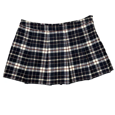 H&M Pleated Skirt Womens Size 18 Blue Red Plaid Dark Academia Preppy Wool NWT - Image 1 of 4