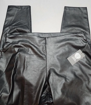 NWT Vince Camuto Womens Black Faux Leather Mid-Rise Pull On Pants Size L - Image 1 of 4