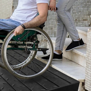 Rubber Threshold Curb Ramp 42"x 24"x 3" Wheelchair Access Ramp 2200lbs - Picture 1 of 10