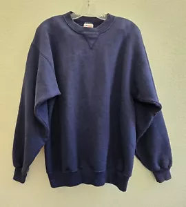 Sudadera De Colección Hanes Peso Pesado Hombres L Desvanecida Azul Marino Cuello Redondo Polialgodón L/S EE. UU. - Imagen 1 de 10