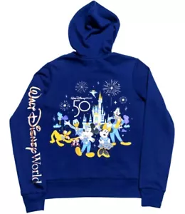 Giacca con cappuccio zip intera Walt Disney World 50th Anniversary Castle nuova con etichette adulto S - Foto 1 di 2