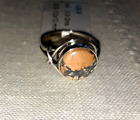 Maligano Jasper, Peach Beige Charcoal 925 Sterling Silver Ring Size 8.5/9 NWT