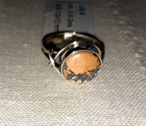 Maligano Jasper, Peach Beige Charcoal 925 Sterling Silver Ring Size 8.5/9 NWT - Picture 1 of 8