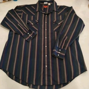 Ely Plains Big Man Pearl Snap Shirt Men's 2X Stripe Long Sleeve Western EUC - Picture 1 of 7