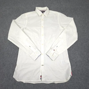 Tommy Hilfiger Shirt Mens MEDIUM White Long Sleeve Button Up collared Size M - Picture 1 of 8
