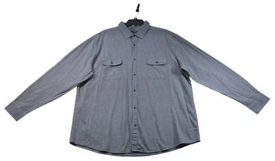 Camisa con botones Alfani para hombre talla XXL gris manga larga bolsillos 100 % algodón Foto 1 de 4