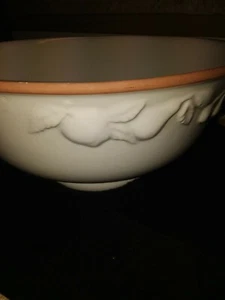 12" Vintage Antica Fornace Italien erhabenes Obst weiß Keramik Servierschale hellbrauner Rand - Bild 1 von 5