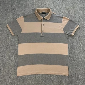 Lanvin Polo Shirt Adult Large L Beige Gray Striped Made In Italy Casual * FLAWS - Picture 1 of 22