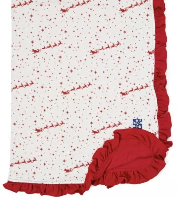 Kickee Pantalones Natural Volador Santa Bebé Cochecito Manta Rojo Volantes Bambú Nuevo Foto 1 de 4