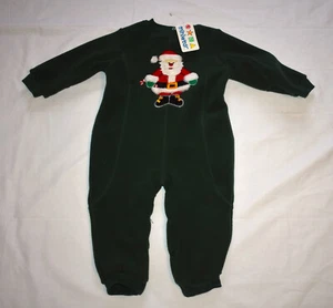 Miniwear Infant size 18 months one piece green fleece with SANTA CLAUS applique - Picture 1 of 4