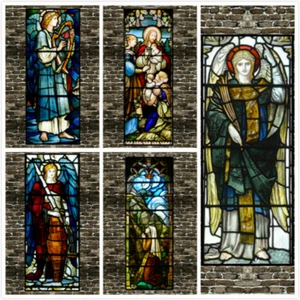 1X Window Film Light Filter Church Self-adhesive Stained Glass Stickers Opaque - Picture 1 of 16