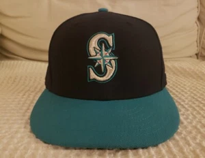 Seattle Mariners Navy Teal Alternate Retro EUC New Era 59FIFTY Fitted Hat 7 1/2 - Picture 1 of 7