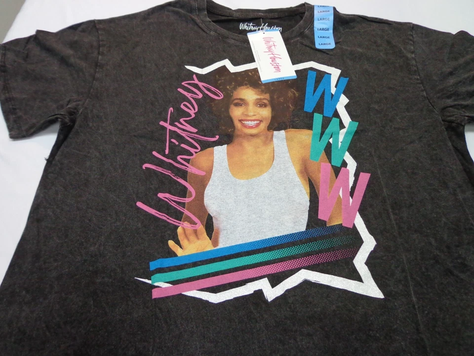 Whitney Houston Ladies Short Sleeve Band Tee T Shirt Size Large