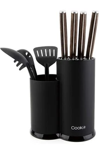 Knife Block Stand Holder For Kitchen 2 in 1 Round Kitchen Knife Block Only Black - Picture 1 of 7