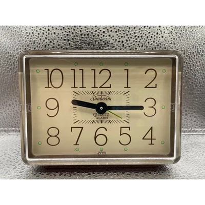 Reloj despertador de cuarzo Sunbeam vintage años 80 marrón modelo 883-48 Japón funciona Foto 1 de 4