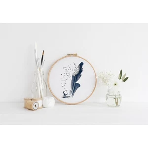 Birds Flying out of Blue Feather Counted Cross Stitch Pattern Chart Leaflet - Picture 1 of 4