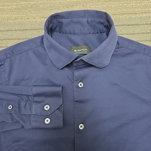 Bugatchi Shirt Mens S Navy OoohCotton Tech 8 Way Stretch Performance Long Sleeve - Picture 1 of 10