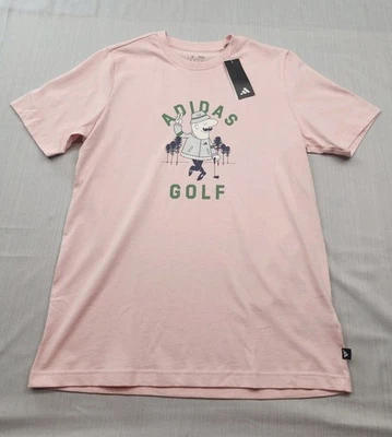 New Mens Adidas Golf Chip Deuces Short Sleeve T-Shirt Size Medium Tee Pink - Image 1 of 4