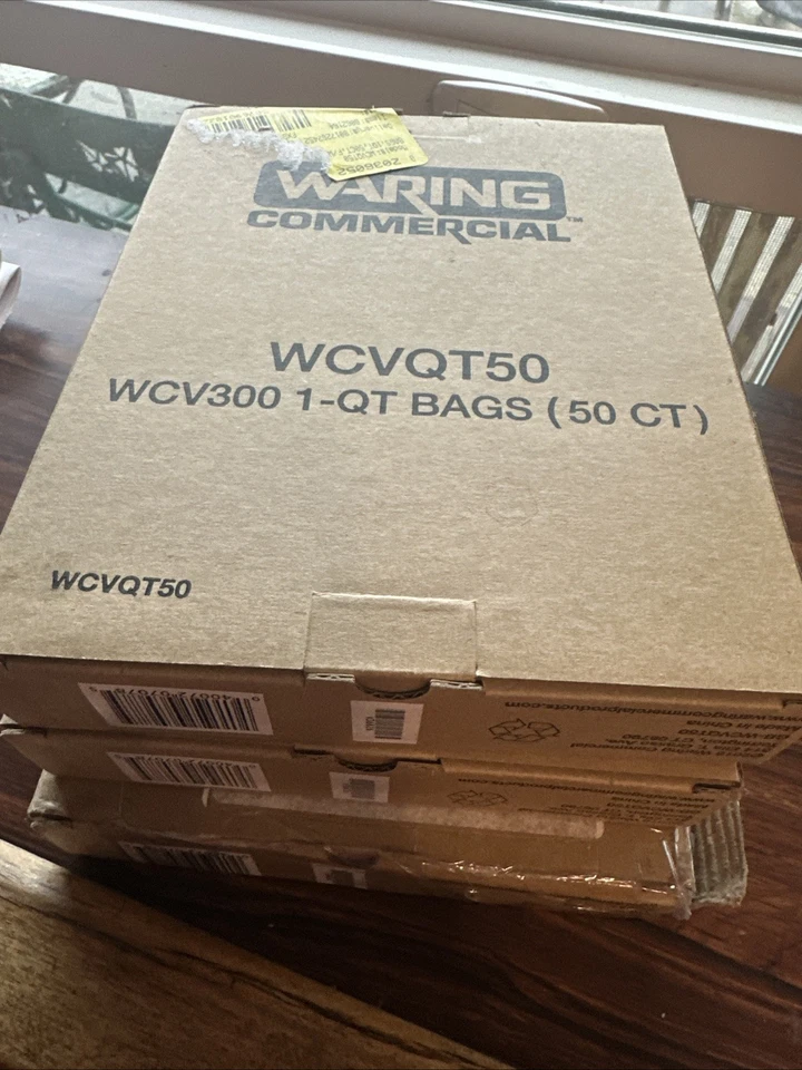 WARING WCVQT50 PAQUETE DE 50 BOLSAS SELLADORAS DE ALIMENTOS CÁMARA DE VACÍO DE 1 CUARTO DE GALÓN 3 cajas Foto 1 de 4