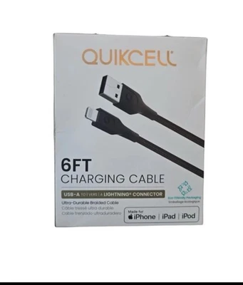 Quikcell 6Ft USB A to Light Conector Braided Charging Cable - Black - Image 1 of 2