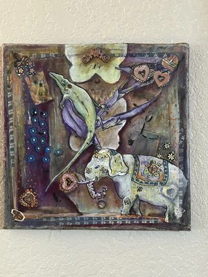 Collage original - Elefante medios mixtos 12x12 Foto 1 de 4