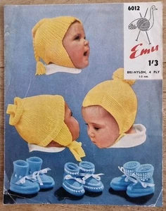 Emu Knitting Pattern 6012 - Baby Accessories - Good Used Condition - Picture 1 of 3