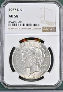 1927-D Peace Dollar NGC Certified AU58 - Picture 1 of 2